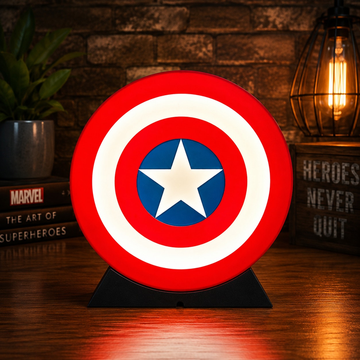 Captain America Shield Inspired LED Light Box USB Powered Desk Decor