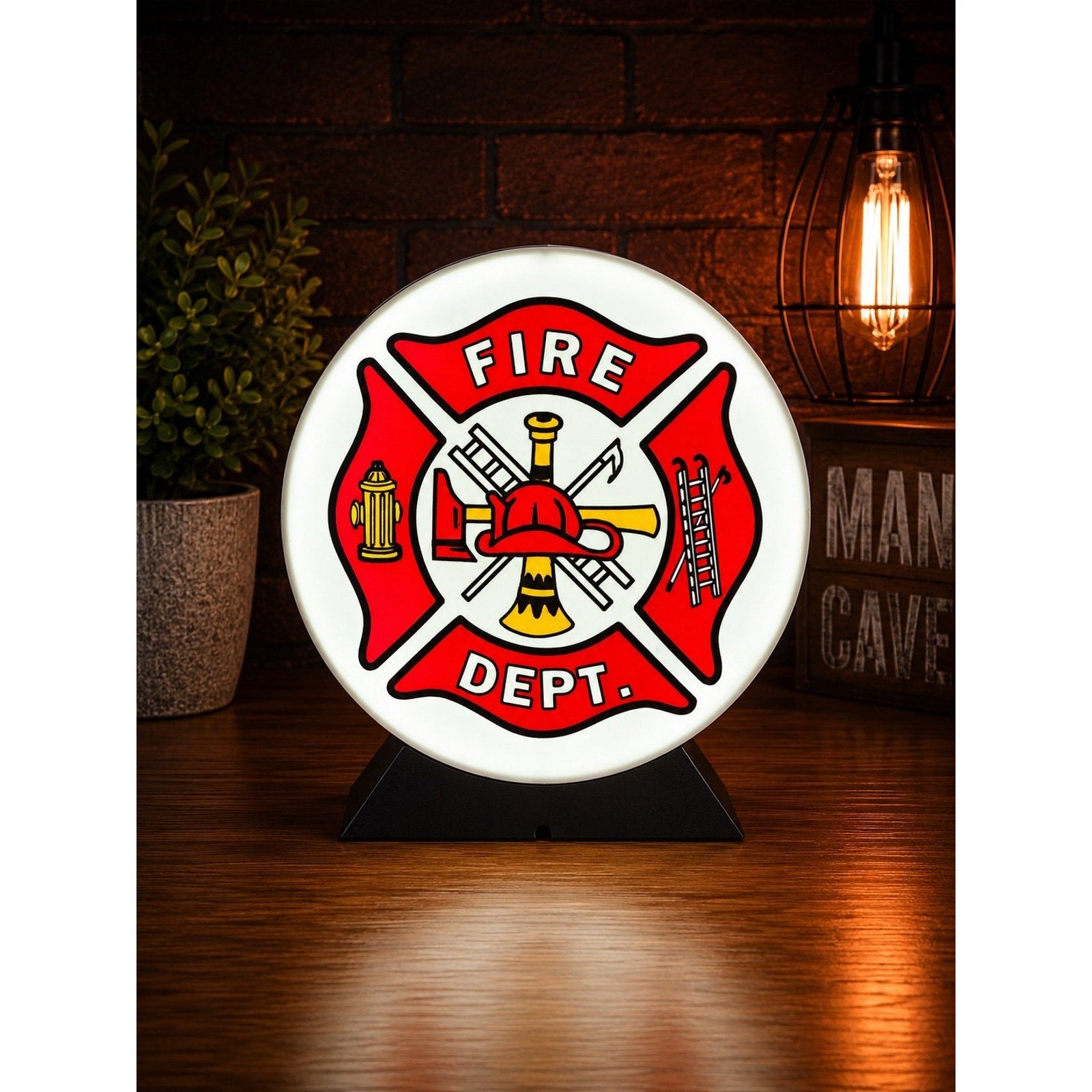Firefighter LED Light Box USB Powered Fire Dept Desk Decor
