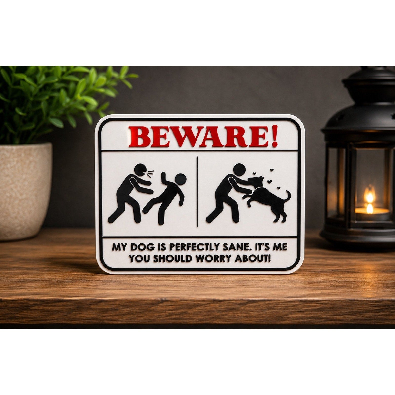 Funny Dog Warning sign / wall art